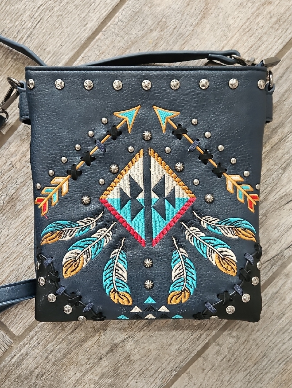 Montana West Ladies Aztec Collection Carry Tote crossbody Navy